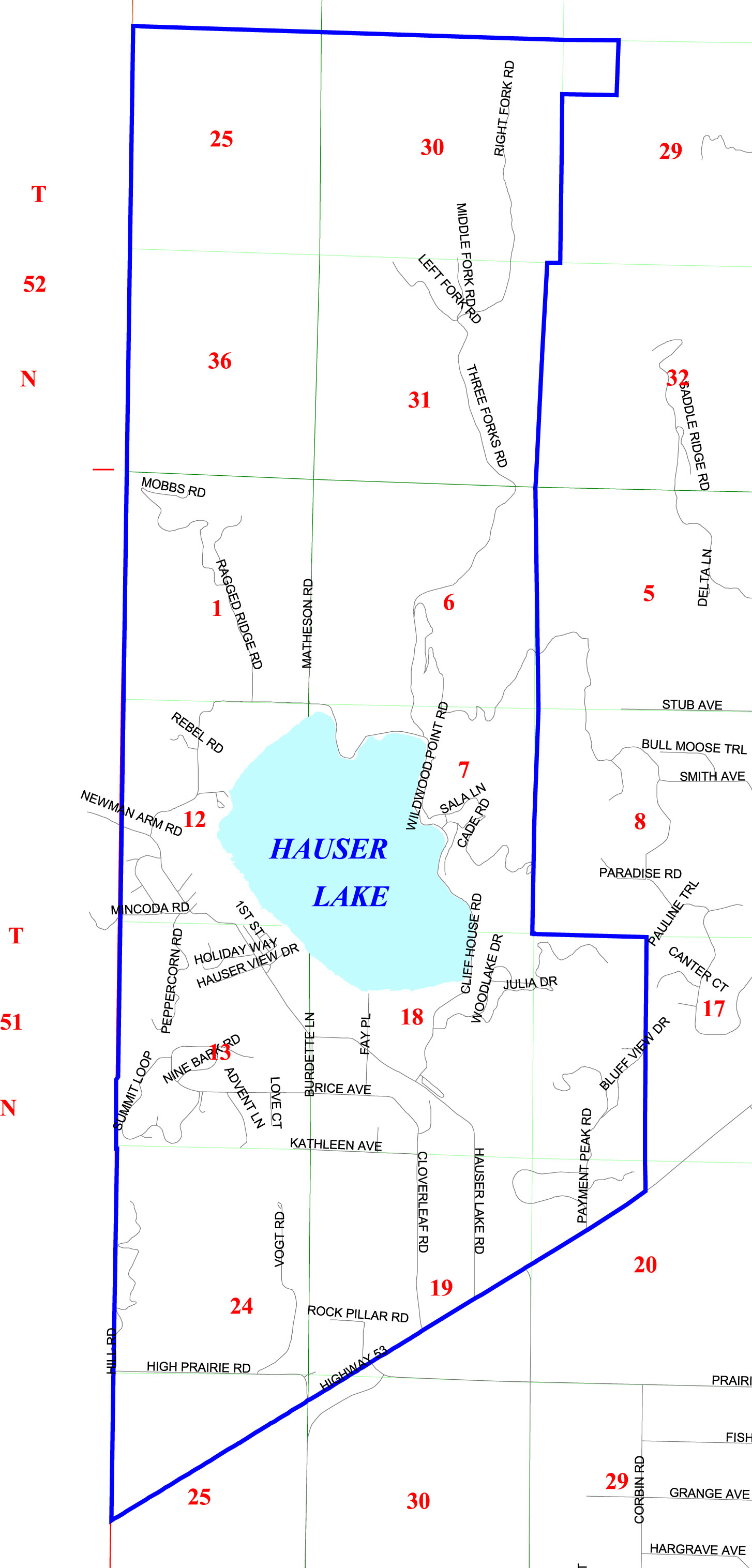 Hauser Lake Fire District map